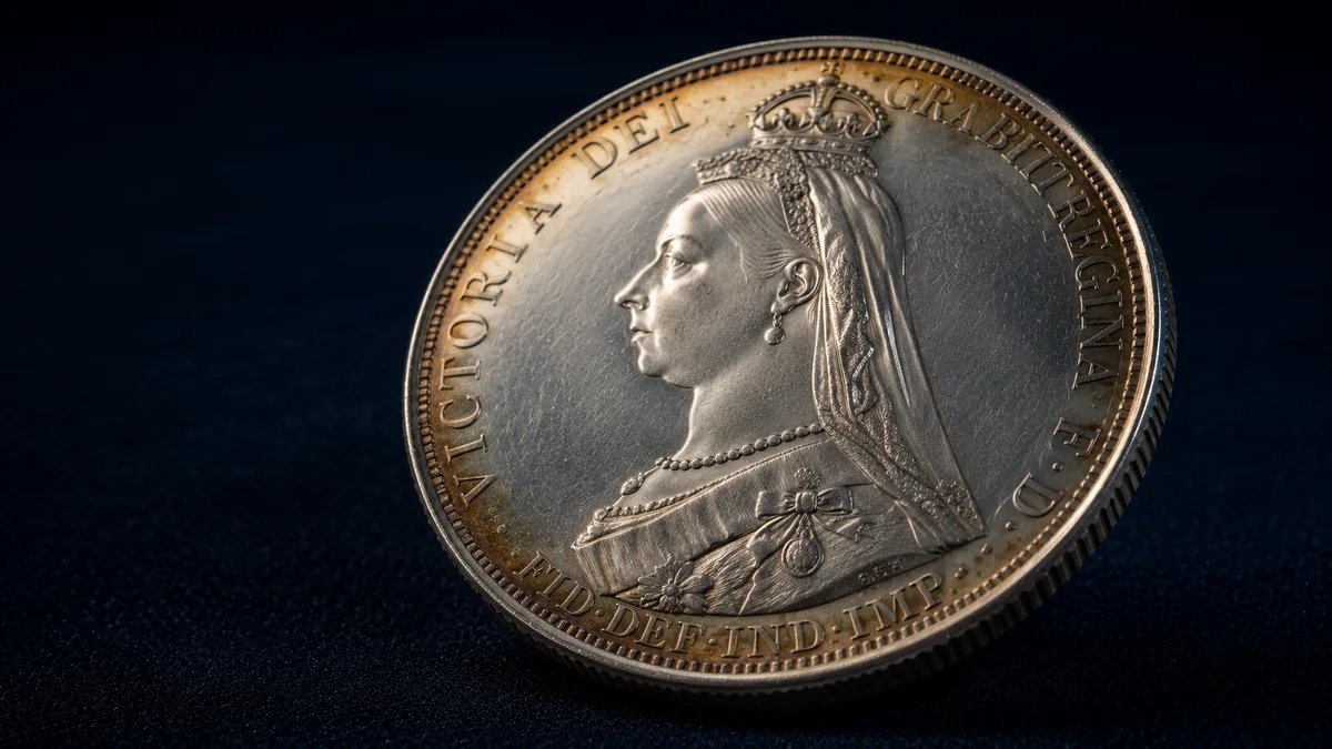 Large silver crown-sized coin with peripheral toning