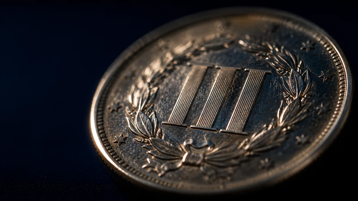Pale nickel-alloy coin with a numeral in a laurel wreath